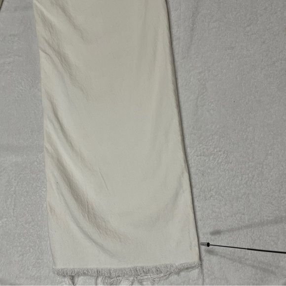Zara Women's Denim High-Rise Full Length Raw Frayed Hem Ecru/Cream Size 12 - Picture 5 of 14